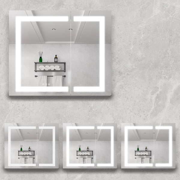 English Elm 36X30 Aluminum Medicine Cabinet with LED Vanity Mirror Anti-Fog Recessed Bath Storage W1738100838