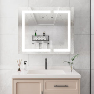 English Elm 36X30 Aluminum Medicine Cabinet with LED Vanity Mirror Anti-Fog Recessed Bath Storage W1738100838