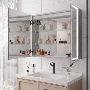 English Elm 36X30 Aluminum Medicine Cabinet with LED Vanity Mirror Anti-Fog Recessed Bath Storage W1738100838