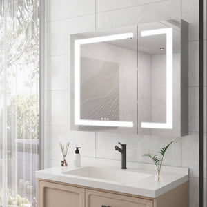 English Elm 36X30 Aluminum Medicine Cabinet with LED Vanity Mirror Anti-Fog Recessed Bath Storage W1738100838