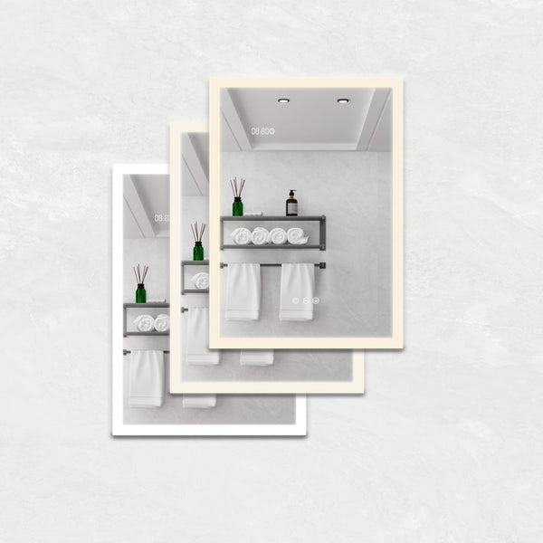 English Elm Bathroom Medicine Cabinet Led Mirror with Defogger Dimmer Clock and Aluminum Frame W1738100839