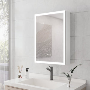 English Elm Bathroom Medicine Cabinet Led Mirror with Defogger Dimmer Clock and Aluminum Frame W1738100839