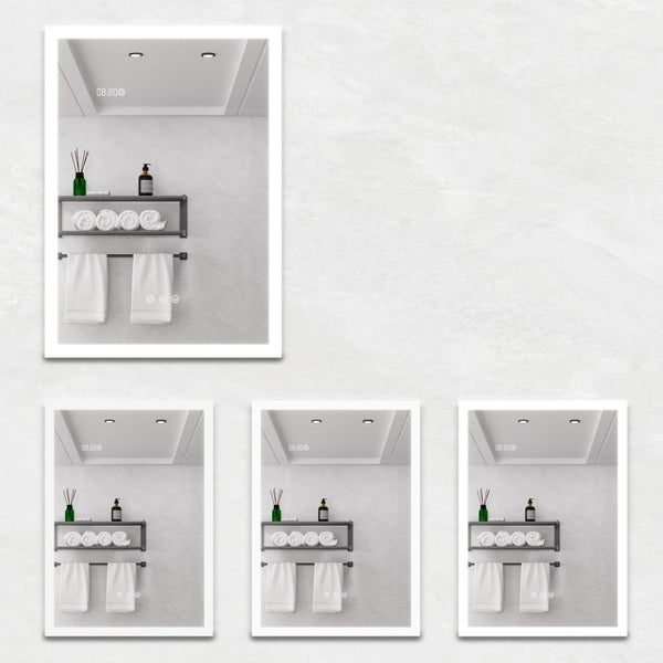 English Elm Bathroom Medicine Cabinet Led Mirror with Defogger Dimmer Clock and Aluminum Frame W1738100839
