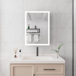 English Elm Bathroom Medicine Cabinet Led Mirror with Defogger Dimmer Clock and Aluminum Frame W1738100839