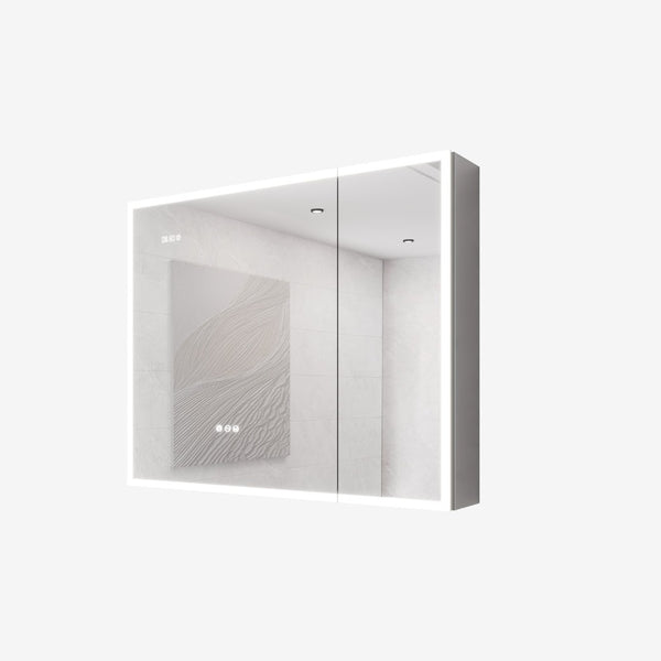 English Elm Bathroom Led Medicine Cabinet Double Door Mirror with Defogger Dimmer and Smart Display W1738100840