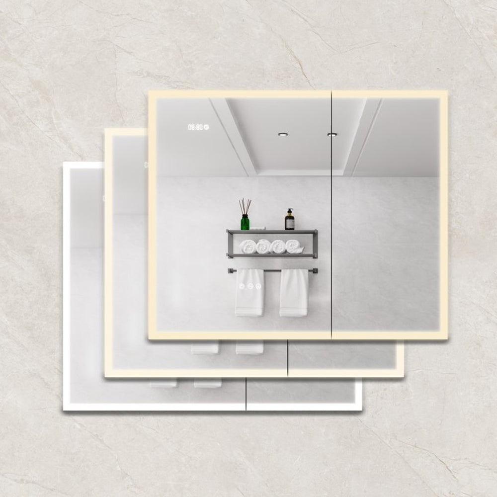 English Elm Bathroom Led Medicine Cabinet Double Door Mirror with Defogger Dimmer and Smart Display W1738100840
