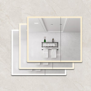 English Elm Bathroom Led Medicine Cabinet Double Door Mirror with Defogger Dimmer and Smart Display W1738100840