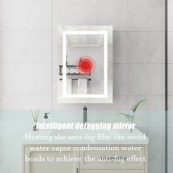 English Elm 20 X 28 Aluminum Wall Medicine Cabinet Dimmable Led Anti-fog Touch Bathroom Mirror W173894722