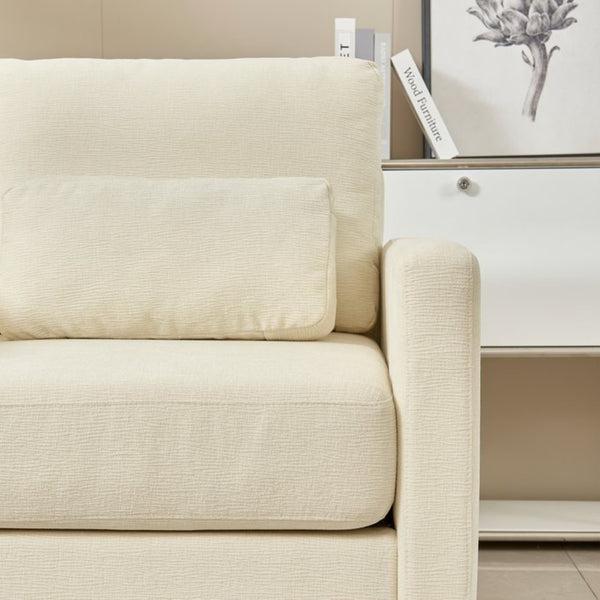 English Elm Modern Chenille Armchair Solid Wood Frame Hidden Storage Lumbar Pillow Living Room Seat Beige W1765P172322