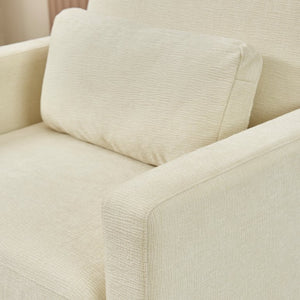 English Elm Modern Chenille Armchair Solid Wood Frame Hidden Storage Lumbar Pillow Living Room Seat Beige W1765P172322