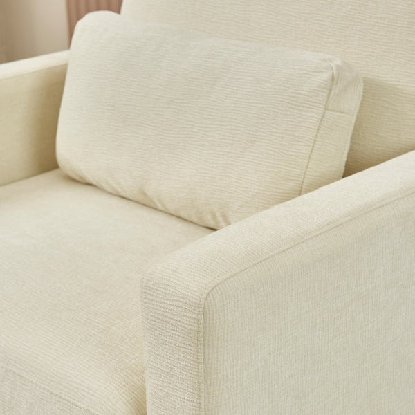 English Elm Modern Chenille Armchair Solid Wood Frame Hidden Storage Lumbar Pillow Living Room Seat Beige W1765P172322