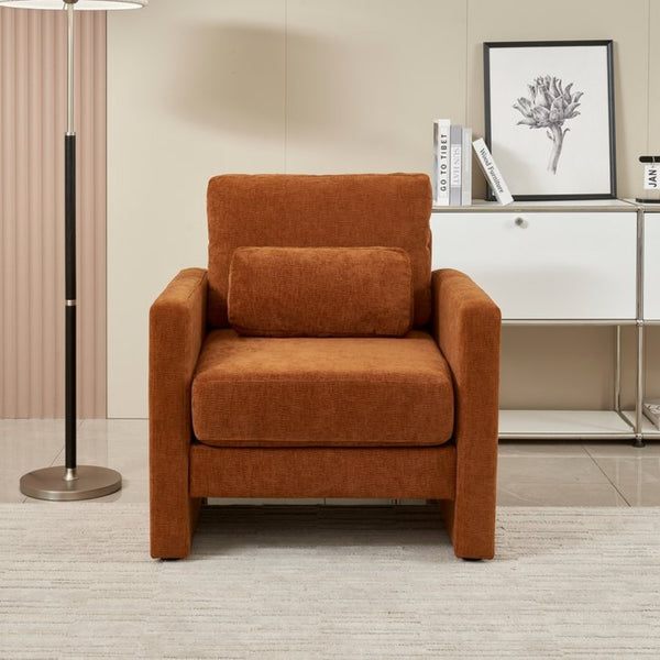 English Elm [modern Chenille Armchair Solid Wood Frame High-density Foam Seat for Living Room W1765P172323