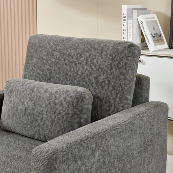 English Elm Modern Chenille Armchair Solid Wood Frame Hidden Storage Lumbar Pillow Living Room Seat Gray W1765P172326