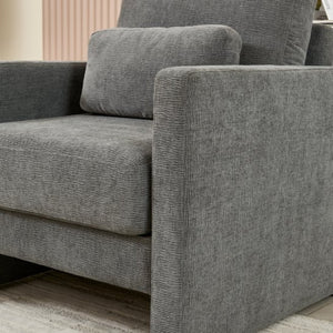English Elm Modern Chenille Armchair Solid Wood Frame Hidden Storage Lumbar Pillow Living Room Seat Gray W1765P172326