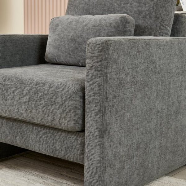 English Elm Modern Chenille Armchair Solid Wood Frame Hidden Storage Lumbar Pillow Living Room Seat Gray W1765P172326