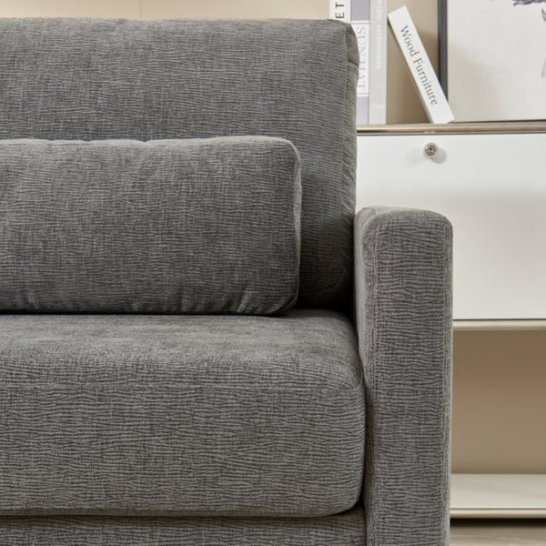 English Elm Modern Chenille Armchair Solid Wood Frame Hidden Storage Lumbar Pillow Living Room Seat Gray W1765P172326