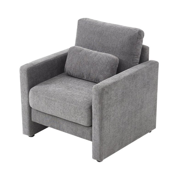 English Elm Modern Chenille Armchair Solid Wood Frame Hidden Storage Lumbar Pillow Living Room Seat Gray W1765P172326
