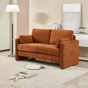 English Elm [mid-century Chenille Loveseat Solid Hardwood Frame Pillow Back 2-seat Compact Sofa W1765P172333