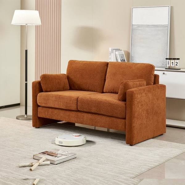English Elm [mid-century Chenille Loveseat Solid Hardwood Frame Pillow Back 2-seat Compact Sofa W1765P172333