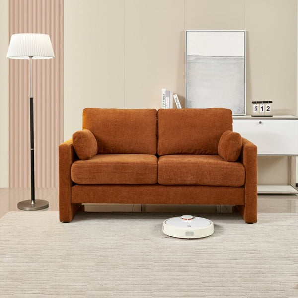 English Elm [mid-century Chenille Loveseat Solid Hardwood Frame Pillow Back 2-seat Compact Sofa W1765P172333