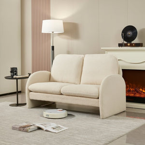English Elm [sherpa Upholstered Compact Loveseat with Plush Pile Foam Cushions for Studio Apartment Beige W1765P172413