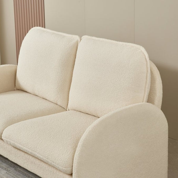 English Elm [sherpa Upholstered Compact Loveseat with Plush Pile Foam Cushions for Studio Apartment Beige W1765P172413