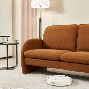English Elm [sherpa Upholstered Compact Loveseat with Plush Pile Foam Cushions for Studio Apartment Orange W1765P172415