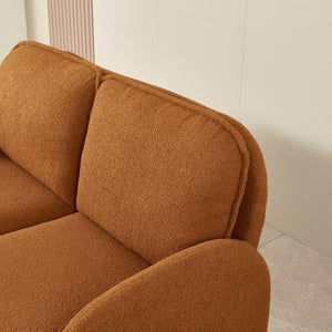 English Elm [sherpa Upholstered Compact Loveseat with Plush Pile Foam Cushions for Studio Apartment Orange W1765P172415