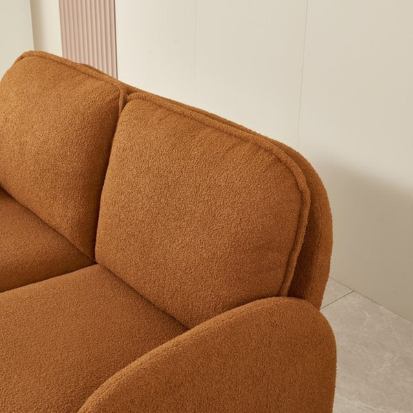 English Elm [sherpa Upholstered Compact Loveseat with Plush Pile Foam Cushions for Studio Apartment Orange W1765P172415