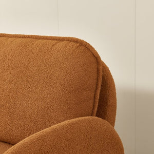 English Elm [sherpa Upholstered Compact Loveseat with Plush Pile Foam Cushions for Studio Apartment Orange W1765P172415