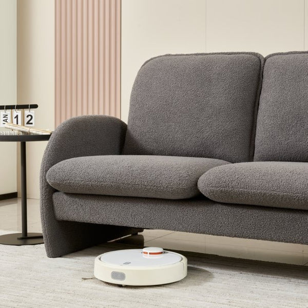 English Elm [sherpa Upholstered Compact Loveseat with Plush Pile Foam Cushions for Studio Apartment Gray W1765P172416