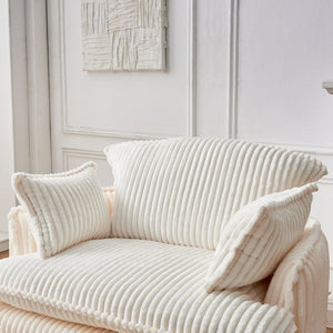 English Elm Convertible Corduroy Armchair with Ottoman No Assembly Small Space Accent Seating W1765P271897