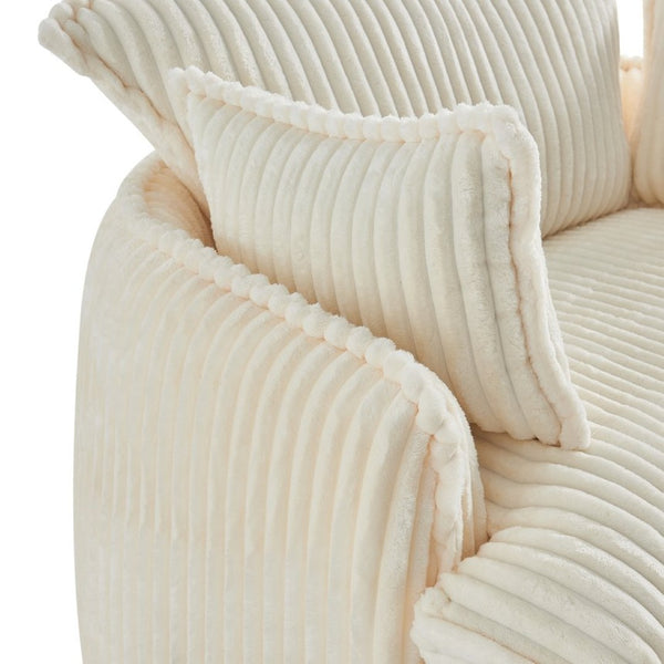 English Elm Convertible Corduroy Armchair with Ottoman No Assembly Small Space Accent Seating W1765P271897