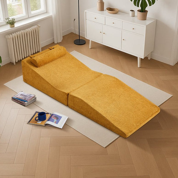 English Elm High-density Foam Tatami Floor Lounger Velvet Foldable Guest Bed for Studio Living W1765P342018