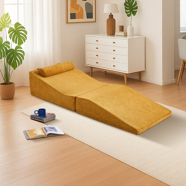 English Elm High-density Foam Tatami Floor Lounger Velvet Foldable Guest Bed for Studio Living W1765P342018
