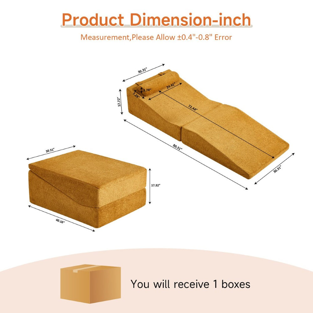 English Elm High-density Foam Tatami Floor Lounger Velvet Foldable Guest Bed for Studio Living W1765P342018