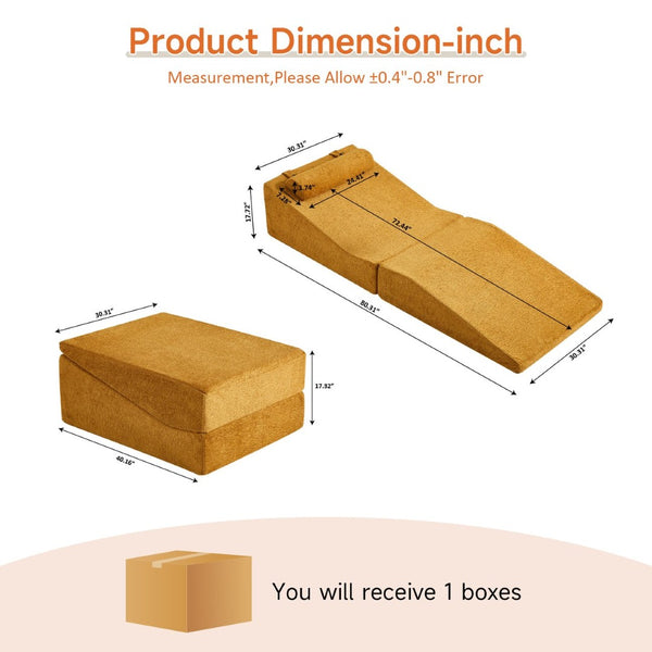 English Elm High-density Foam Tatami Floor Lounger Velvet Foldable Guest Bed for Studio Living W1765P342018