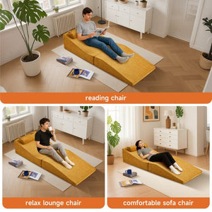 English Elm High-density Foam Tatami Floor Lounger Velvet Foldable Guest Bed for Studio Living W1765P342018