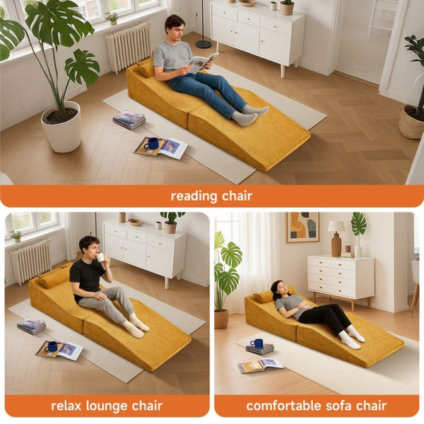 English Elm High-density Foam Tatami Floor Lounger Velvet Foldable Guest Bed for Studio Living W1765P342018