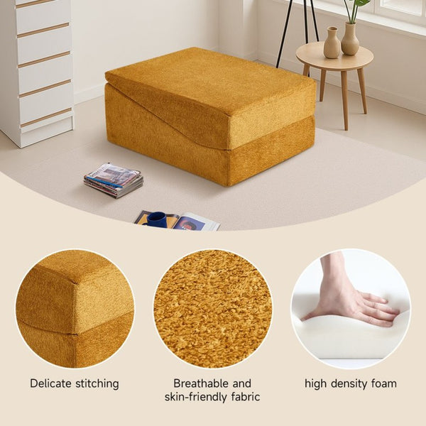English Elm High-density Foam Tatami Floor Lounger Velvet Foldable Guest Bed for Studio Living W1765P342018