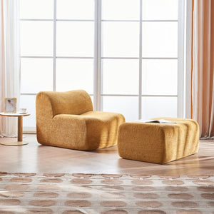 English Elm Ultra-comfortable Velvet Floor Lounge Chair with Ottoman for Studio Apartments W1765P342023