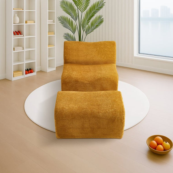 English Elm Ultra-comfortable Velvet Floor Lounge Chair with Ottoman for Studio Apartments W1765P342023