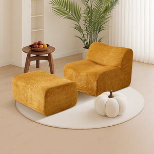 English Elm Ultra-comfortable Velvet Floor Lounge Chair with Ottoman for Studio Apartments W1765P342023