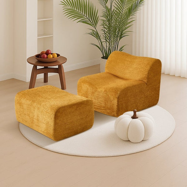 English Elm Ultra-comfortable Velvet Floor Lounge Chair with Ottoman for Studio Apartments W1765P342023
