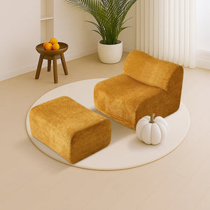 English Elm Ultra-comfortable Velvet Floor Lounge Chair with Ottoman for Studio Apartments W1765P342023