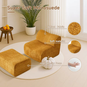 English Elm Ultra-comfortable Velvet Floor Lounge Chair with Ottoman for Studio Apartments W1765P342023