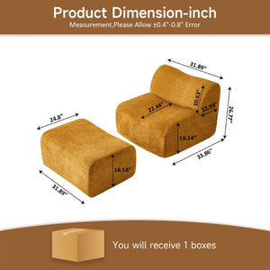 English Elm Ultra-comfortable Velvet Floor Lounge Chair with Ottoman for Studio Apartments W1765P342023