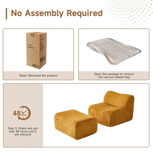 English Elm Ultra-comfortable Velvet Floor Lounge Chair with Ottoman for Studio Apartments W1765P342023