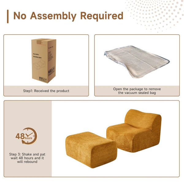 English Elm Ultra-comfortable Velvet Floor Lounge Chair with Ottoman for Studio Apartments W1765P342023