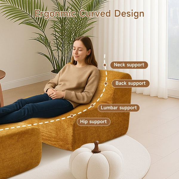 English Elm Ultra-comfortable Velvet Floor Lounge Chair with Ottoman for Studio Apartments W1765P342023